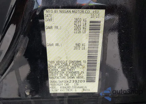 2014 Nissan Altima 2.5 S from USA, damaged, VIN 1N4AL3AP1EN239209